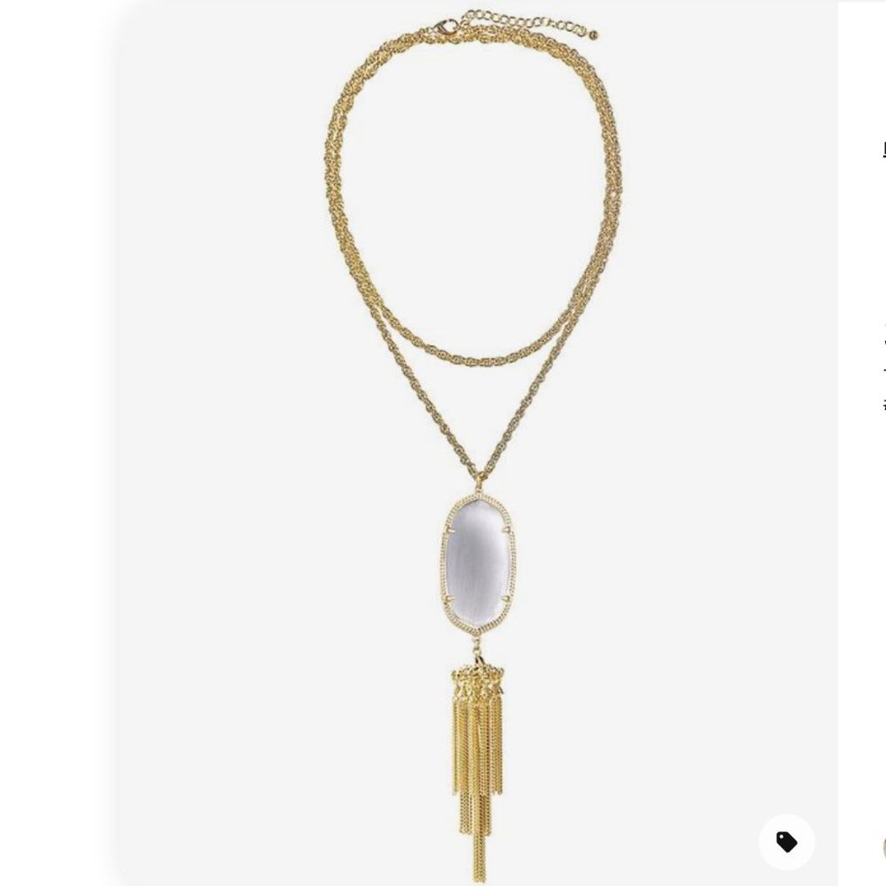 Kendra Scott Rayne Gold Tassel Pendant Necklace Cats Eye Slate